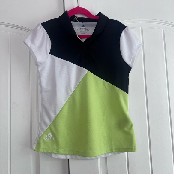 Adidas Heat Ready Girls Polo Green Black White Size Small NWT - Picture 2 of 4